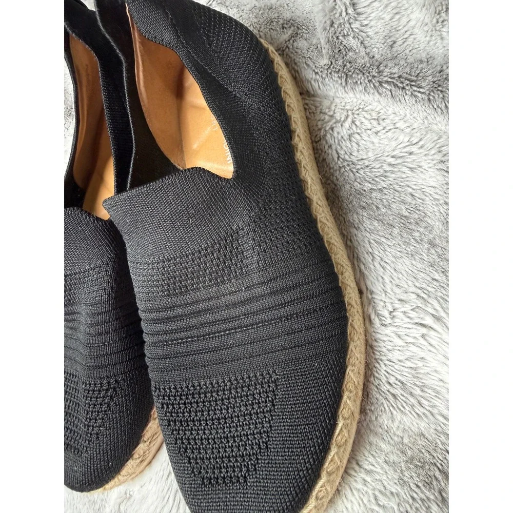 Adrienne‎ Vittadini Sport Niko Black Knit Espadrille Slip On Flats Womens 9M